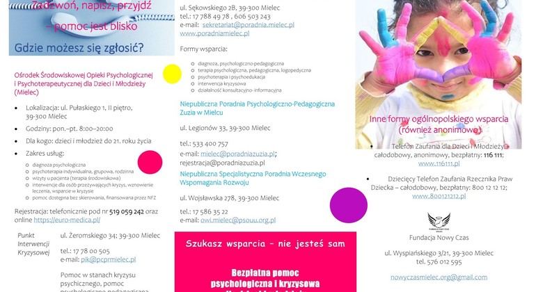 Broszura informacyjna nt. lokalnych form wsparcia psychologicznego dla dzieci i młodzieży